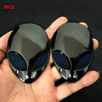 2pcs Alien Head Auto Heck Emblem Badge Sticker Decal Car Fender Auto 3D For All Car Bike Motobike