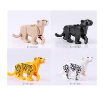 African Wildlife Building Blocks Set Lion Elephant Camel Deer Wolf Giraffe Toy Model for Kids Creative Children Gift Brick S041 oranžinė