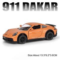 1:32 911 Dakar Model Sports Car Toys Metal Diecast Mini Supercars Sound Light Doors Opened Pull Back Decoration for Kids Gifts