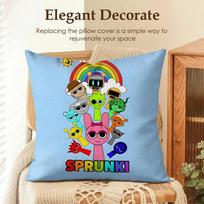 Game S-Sprunki Cushion Cover Natural Linen Organic Fabric Double-Sided Printing Sofa Home Decor Gift Pillow Case Peach skin 18*18(CM)-1Pcs