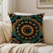 Colorful The Splendid Mandala Flower Cushion Cover Pillowcase Anti-Dustmite Living Room Sofa Decor Cushion Room Peach skin 18*18(CM)-1Pcs