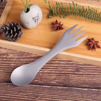 2-IN-1 „Spork“ titano šaukšto šakutė „Picnic“ keliaujantiems stovyklavimo indai brown