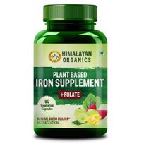 Himalayan Organics Plant-Based Iron Supplement with Folate – 90 Veg Capsules