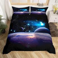 Galaxy Antklodės užvalkalų komplektas 3D spausdintas kosmoso tema patalynės komplektas vaikas berniukas Galaxy serija Visatos raštas poliesterio antklodės užvalkalas mergaitei 70x133cm 2pcs