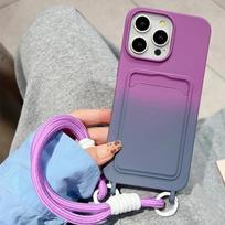 Gradient Color Wrist Strap Card Slot Holder Wallet Phone Case For iPhone 16 Pro Max 15 14 Plus 13 12 11 Shockproof Soft Cover For iPhone 15Pro Max