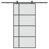 Sliding Door with Fittings 102.5 x 205 cm Tempered Glass & Aluminum