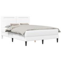 Bed Frame with LED Light Strips White 160 x 200 cm Artificial Leather