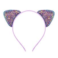 Glitter Cute Cat Ears Headband Kitty Headband Women Girls Kids Sparkly Hair Metal Hoop Shiny Hairbands Hair Daily Accessories arbūzo raudonos spalvos