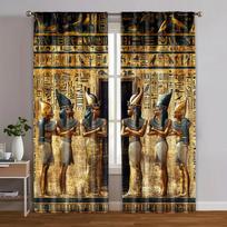 2 vnt., Užuolaidos Žaliuzės Senovės Egipto Sieninė Tapyba Mašinoje Skalbiamas Audinys Šilumos Izoliacija Universali 100% Poliesteris (be 60×150cm
