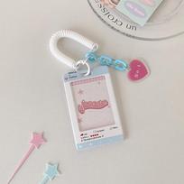 Protective Case Bag Creative Photo Card Holder Heart Pendant Card Holder For Celebrity Photos mėlyna