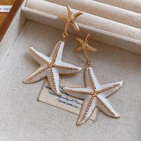 Bohemia Style Starfish Metal Stud Earrings Ear Pendant Iron Material Starfish Dangle Earrings Star Ocean Theme balta