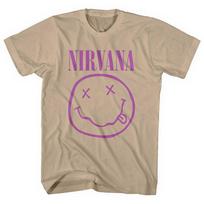 Men's Nirvana Purple Smiley T-shirt Small Sand S