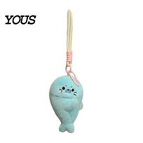 Snuggling Magnetic Stickers Seal Plush Keychain, Cute Stuffed Animal Keyring, Soft Skin-friendly Keyring Plushie for Bag Purse, Fridge Magnet mėlyna