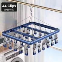 Durable Aluminum Alloy Clothes Drying Rack Multi Clips for Balcony Bathroom Underwear Socks Lingerie Holder mėlyna