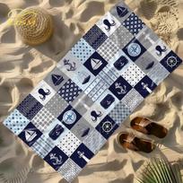 Lism 1Pc Coastal Nautical Beach Towel-Oversized Absorbent Microfiber Quick Dry Ideal For Travel Swimming Surfing Bath Towel 50x100cm&1pc