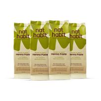 Nat Habit Henna Paste Pre-Soaked With Black Tea And Herbs For Deep Hair Conditioning And Rich Dark Brown Color Finish Pack of 4 x 220g
