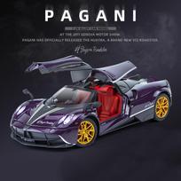1:24 Pagani Huayra Dinastia Sport Car Model Toys Alloy Diecast Sound Light 4 Door Opened Racing Vehicle For Kids Gift Collection violetinė