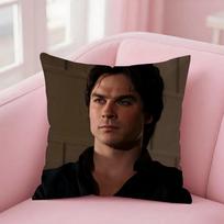 1Pc The Vampire Diaries Damon Pillow Cover, Polyester 2D Double-Sided Print, Soft Decorative Cushion Case For Tv Fans, Perfect F Peach skin 18*18(CM)-1Pcs