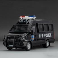 1:24 Scale H2 Police Car Toy Miniature Models Alloy Diecast Doors Opened Pull Back Sound Light SWAT Vehicle Gifts for Boys black