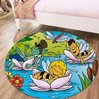 Bees And Maya Round Area Rug,Carpet Rug for Living Room Bedroom Sofa Playroom Decor,Non-slip Floor Mat34 80cmx80cm