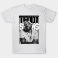 Men Black Print T-shirt Teddy-Swims No-Cut Transfer Paper Print Cotton Tshirt 4XL balta