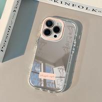 Bowknot Rabbit iPhone Case: Compatible with Apple 17 Pro Max, 16, 15, 14 - Cute Mirror Cream Shell Design iPhone 15 gray