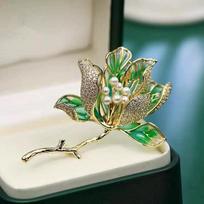 Enamel Begonia Flower Brooch, Light Luxury, High-end Corsage, Anti-exposure Pin, Clothing Accessories, 3CM*5CM