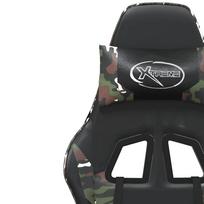 Gaming Chair with Massage Function and Footrest Black and Camouflage Artificial Leather