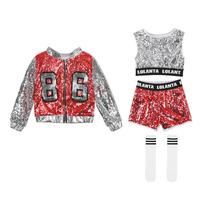 LOlanta Girls Sequin Dance Costume Sparkle Hip Hop Jazz Dance Dresses Modern Dancing Outfits 4-14 Years 4-5years (110)