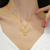 Charm Gold Color Stainless Steel Zircon Phoenix Wings Pendant Necklace for Women Fashion Shiny Choker Jewelry Accessories Gift auksas