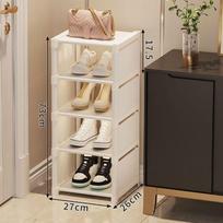 Fashion Multiple Layers Shoe Rack Adjustable Shoe Cabinet Wall Corner Shoes Shelf  Living Room white-5 layers