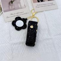 Portable Lipstick Bag Pouch Lip Balm Bag Keychain Holder Creative Lipsticks Protective Cover With Mirror A7
