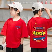 Skateboard pattern design, children's single T-shirt, summer short sleeved cotton casual and comfortable top 120