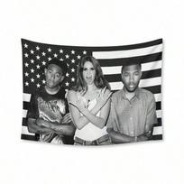 1Pc Lana Del Rey Tyler Frank Ocean Tapestry, Black Flag Wall Hanging, Polyester 2D Print, Music Fan Decor For Bedroom, Gift 40X60cm
