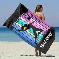 Custom Volleyball Beach Towel Personalized Name Print Soft Quick-Dry Large Bath Towel For Sports Fans Gift 50x100cm(20x40in)