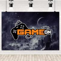 Game On! Video Gamer Kids Backdrop – Neon Green Gaming Theme, Next Level Up Decor For Birthday & Baby Shower Supplies-Tapestry 85x75cm