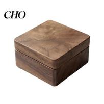 Black Walnut Cufflink Holder Box, Solid Wood Magnetic Closure Storage Case for Men, Elegant Display Small Jewelry Organizer Rings Necklace,