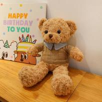 50CM Cuddly Sweater Bear Teddy Fur Toy Stuffed Animal Doll Holidays Props Decorative Throw Pillow for Kids 30cm