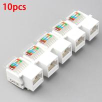 10 vnt. RJ45 CAT5e Ethernet tinklo Keystone lizdo klipo modulis Sieninis kištukinis jungiklis balta