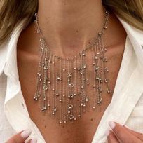 New Waterfall-style Metal Bead Chain Crystal Drop Personalized Crystal Drop Hip-hop Fringe Women