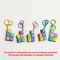 DIY Detachable Macaron Color Mechanical Keyboard Keycap Keychain Fidget Clicker Toy Portable Stress Relief Bag Pendant for Adult