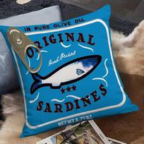 1Pc Funky Sardine Tin Decorative Pillowcase, 2D Double Sided Print Polyester Cushion Cover, Industrial Retro Home Accent Pillow Peach skin 18*18(CM)-1Pcs