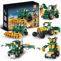 STEAM 5 IN 1 Farmer Truck Transform RC Harvester Cultivator Tractor Wood Grab Crane Robot Building Blocks Bricks Toys Kids Gifts No Original Box