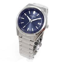 Citizen Silver and Blue AS1080-65L Men's Light-Powered Eco-Drive Radio-Controlled Watch, Waterproof,