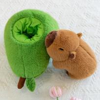 New avocado capybara plush toy Kapibara doll rag doll gift grab machine doll 35cm0.3kg pilka spalva