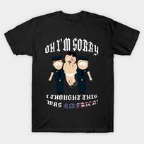 Men Black Print T-shirt South Park | Randy Marsh | I Thougt This Was America No-Cut Transfer Paper Print Cotton Tshirt 4XL juoda