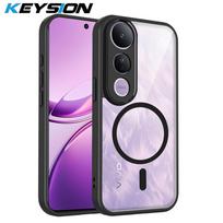 KEYSION Transparent Magnetic Phone Case for VIVO V50 Lite 5G Soft Silicone+PC HD Clear Shockproof Back Cover for VIVO V50 Lite for VIVO V50 Lite juoda