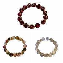3PCS Trendy Adjustable Round Bead Ring Light Luxury Stone Beaded Colorful Beads Ring Finger Jewelry Opening Ring Party