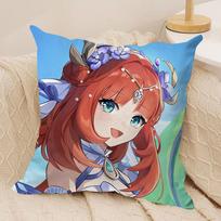 Nilou Cute Genshin Impact Cushion Cover Silky Short Plush Invisible Zipper Dustproof Sofa Pillow Case For Home Decor Peach skin 18*18(CM)-1Pcs