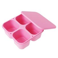 Food Grade Silicone Snack Box With 4 Divided Compartments Sealed Lid Perfect For Kids School Picnics Office Daily Snack Storage one  size rožinė